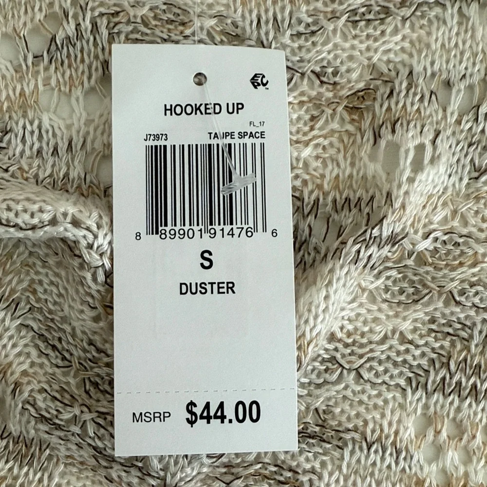 Hooked Up by IOT Cream Open front Duster Cardigan